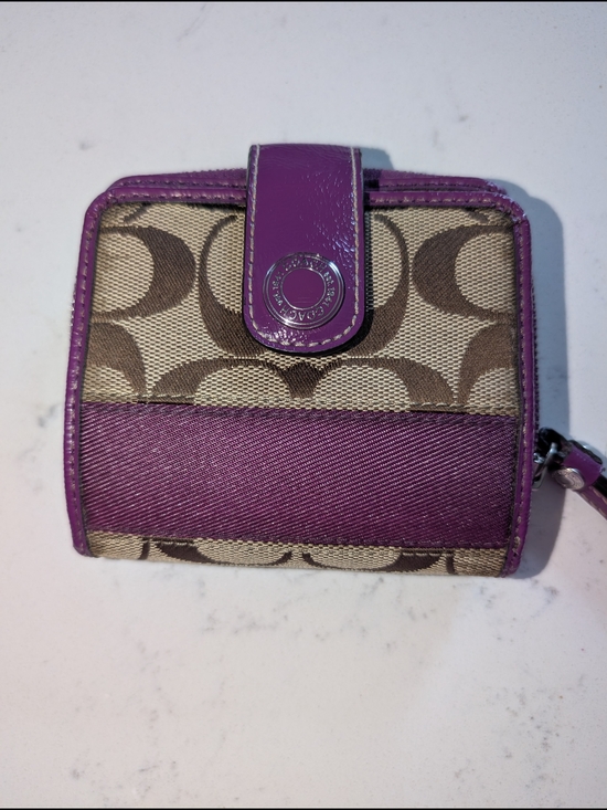 Coach Handbags - Coach Purple and Brown Bifold Wallet